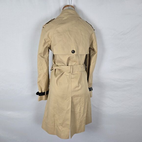 Topshop Trench Coat Women's 4 Beige Tan Button Closure Belted Cuffed Collar NWOT - Picture 5 of 15